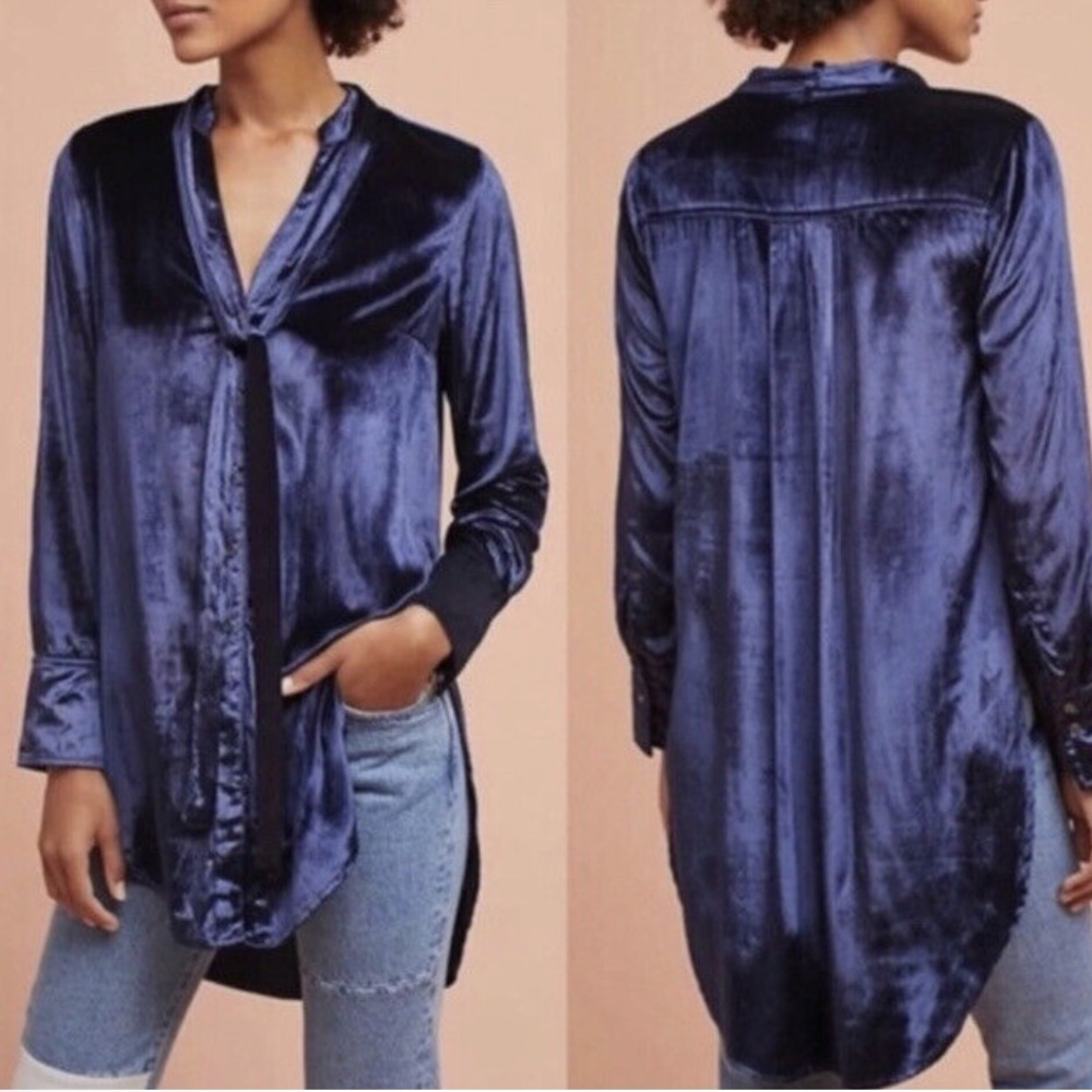 Anthropologie Maeve Velvet Tunic Top Size 6
